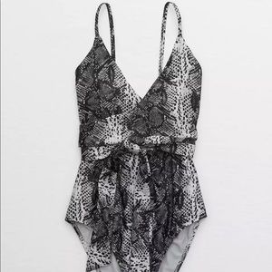 Aerie wrap one piece. Snake skin pattern. Size large. Never been worn.